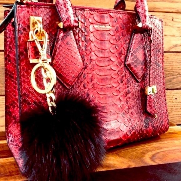 Michael Kors Collection Python Casey Satchel With Pom - Picture 3 of 8